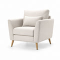 Fauteuil de salon beige en polyester avec pieds en bois massif 82 x 84 x 90 cm