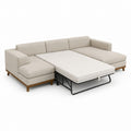 Canapé d’angle convertible beige en polyester avec méridienne 260 x 160 x 85 cm couchage 140 x 200 cm