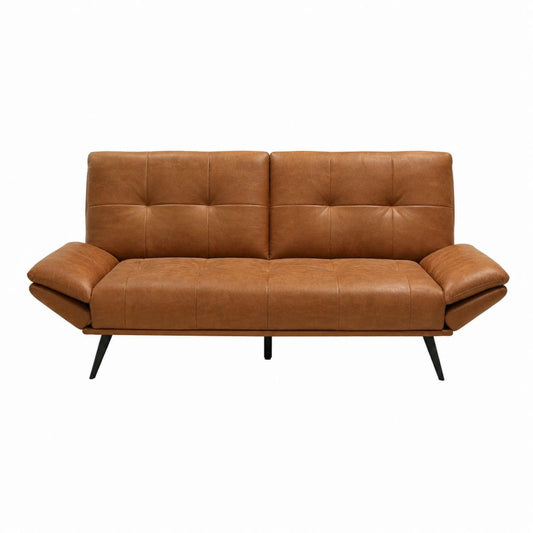 Canapé 3 places marron en cuir synthétique PU rectangulaire 198 x 86 x 88 cm