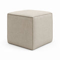 Repose-pieds cube beige en polyester 40 x 40 x 40 cm