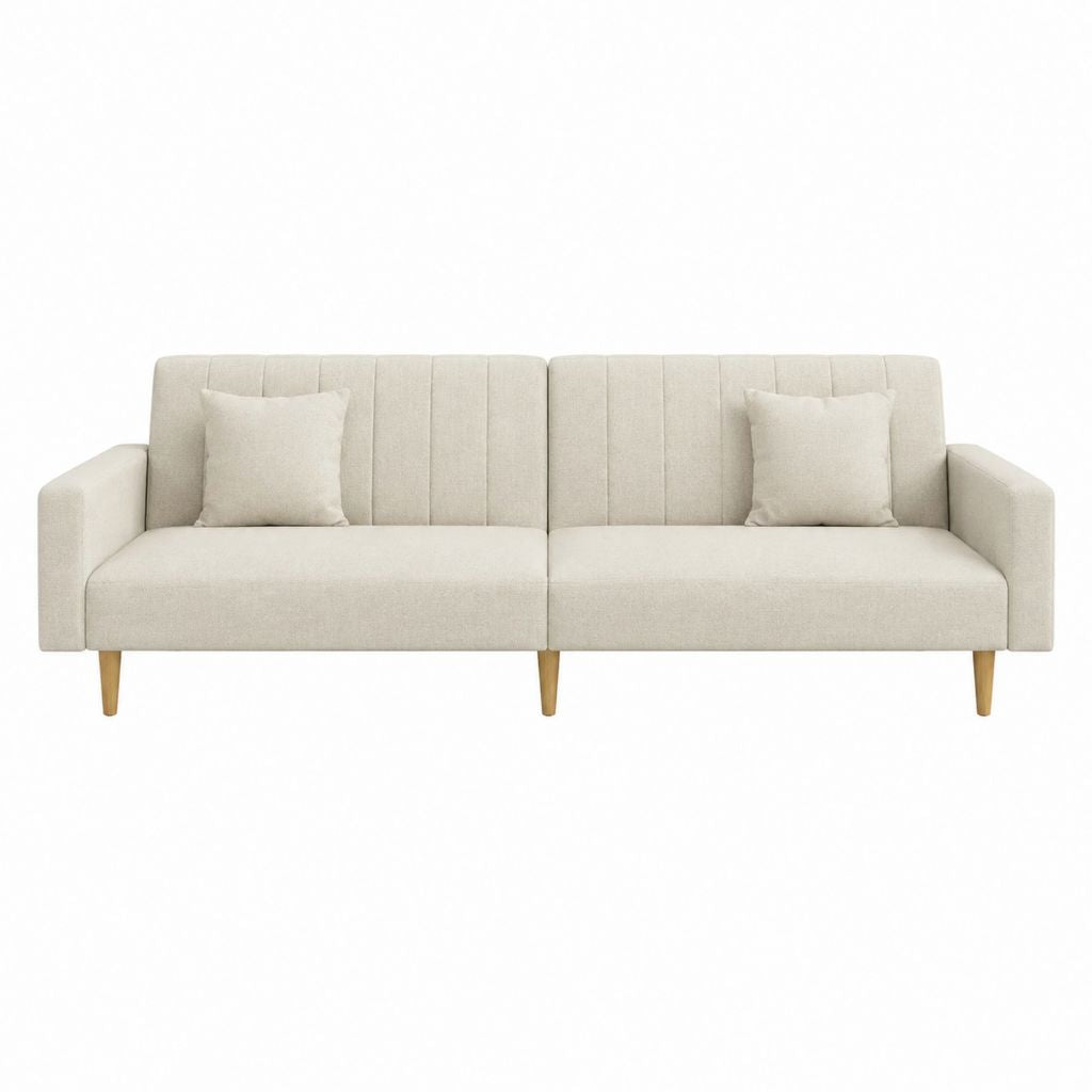 Canapé 3 places droit beige en polyester 220 x 86 x 86 cm