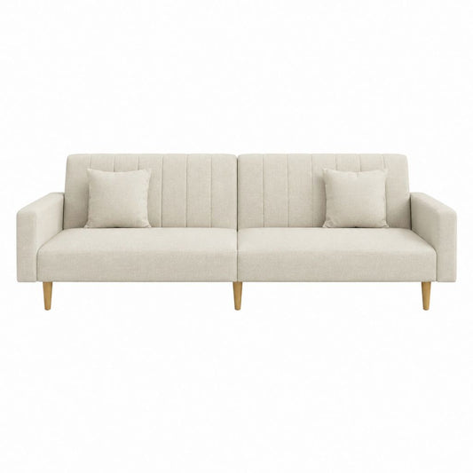 Canapé 3 places droit beige en polyester 220 x 86 x 86 cm