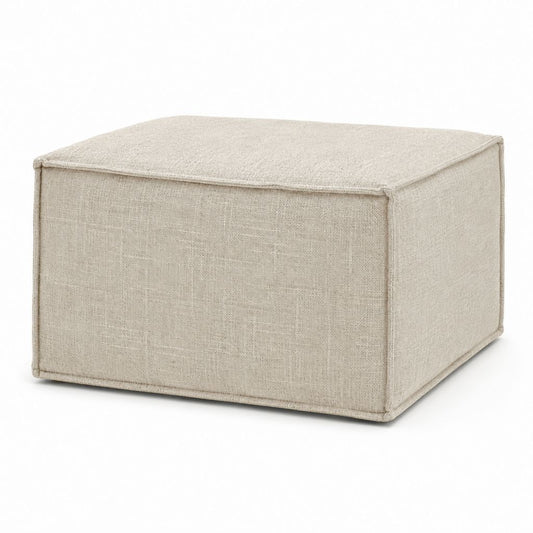 Pouf repose-pieds carré beige en polyester 45 x 45 x 40 cm