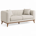 Canapé droit 2 places beige en polyester avec pieds en bois massif 180 x 85 x 82 cm