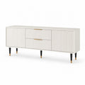 Meuble TV à 2 portes et 2 tiroirs blanc en panneaux MDF 180 x 45 x 75 cm