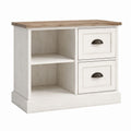 Meuble TV avec rangement blanc et naturel en MDF et pin massif 80 x 40 x 80 cm