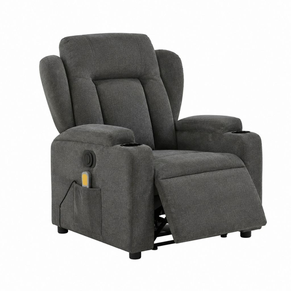 Fauteuil relax électrique inclinable gris en polyester avec repose-pieds 88 x 95 x 104 cm