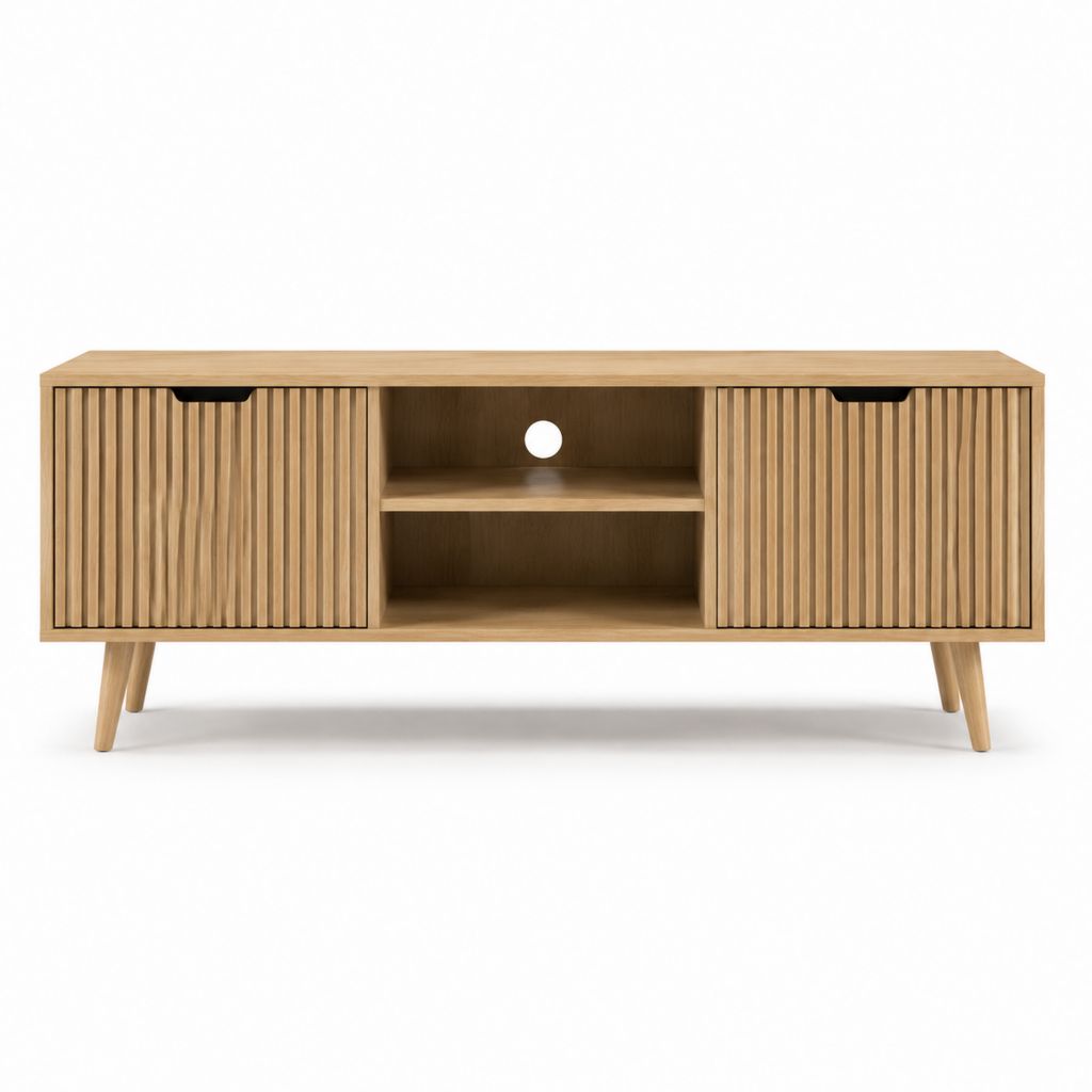 Meuble TV rectangulaire chêne MDF plaqué 160 x 40 x 60 cm