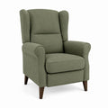 Fauteuil à oreilles vert olive en polyester avec pieds en bois massif 78 x 85 x 105 cm