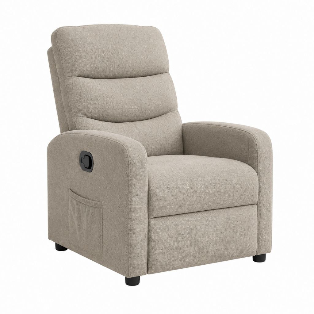 Fauteuil relax inclinable manuel beige en polyester 82 x 91 x 102 cm